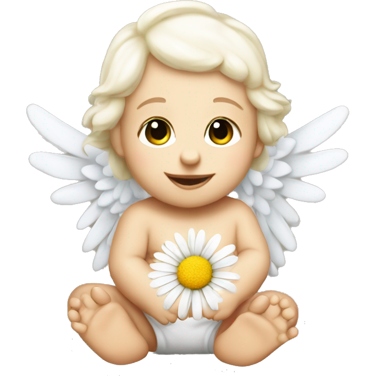 Cocasian Baby angel with a daisy flower
