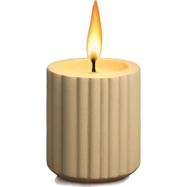 Candle in beige concrete ridged vessel