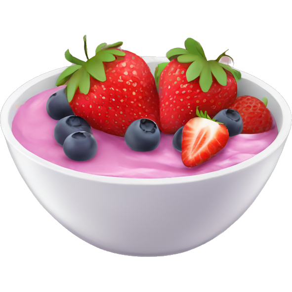Fruit yogurt bowl with strawberries and grapes