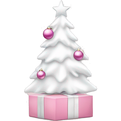 Light pink Christmas gifts under a white Christmas tree