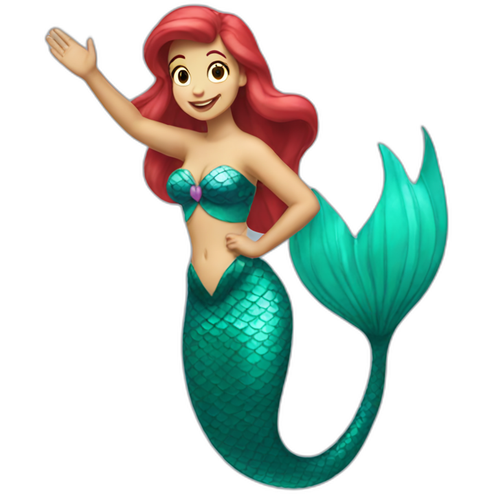Ariel mermaid waving