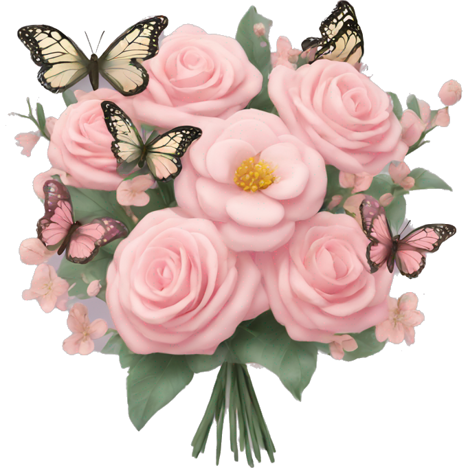 Pastel pink bouquet with butterflies