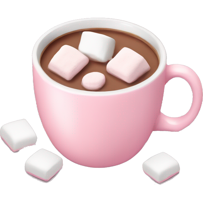 Light Pink mug of hot chocolate with marshmallows