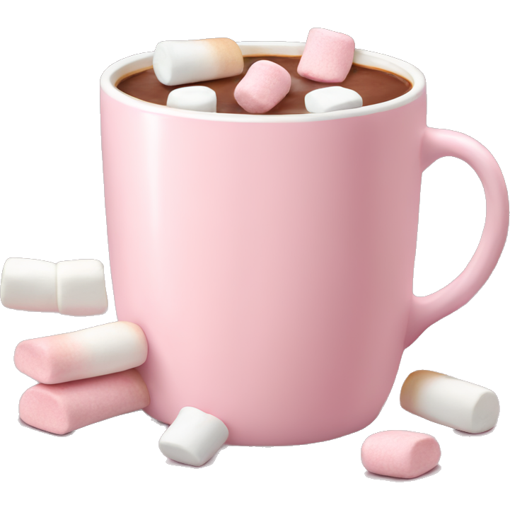 Light Pink mug of hot chocolate with marshmallows