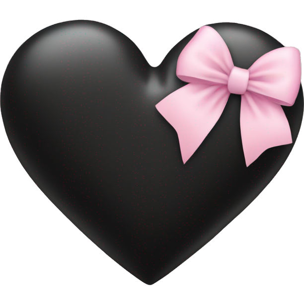 Black heart with baby pink bow