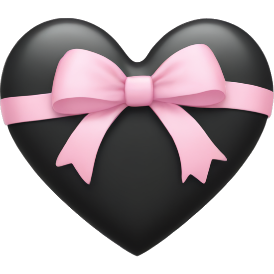 Black heart with light pink bow