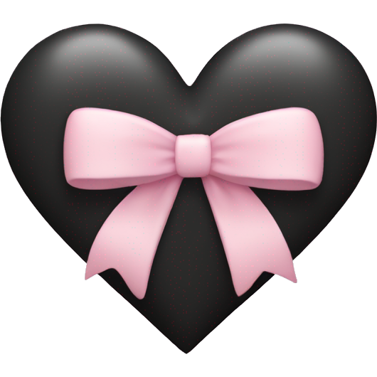 Black heart with light pink bow on the right