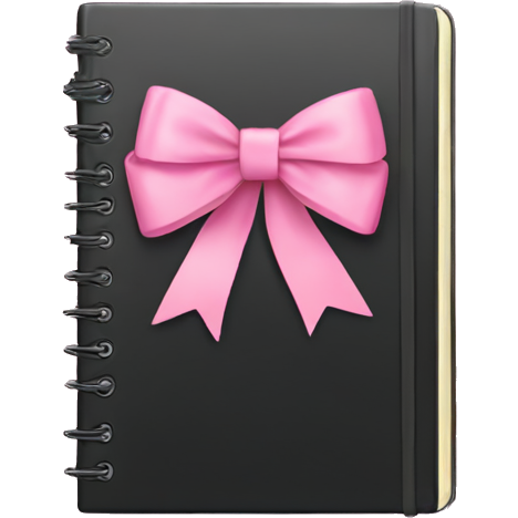 Black notebook with pink bow on it