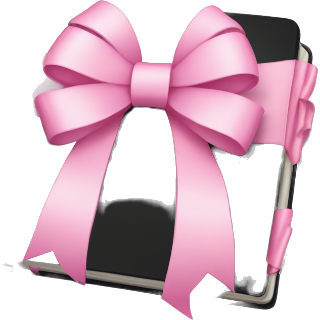 Black notebook with pink bow on it
