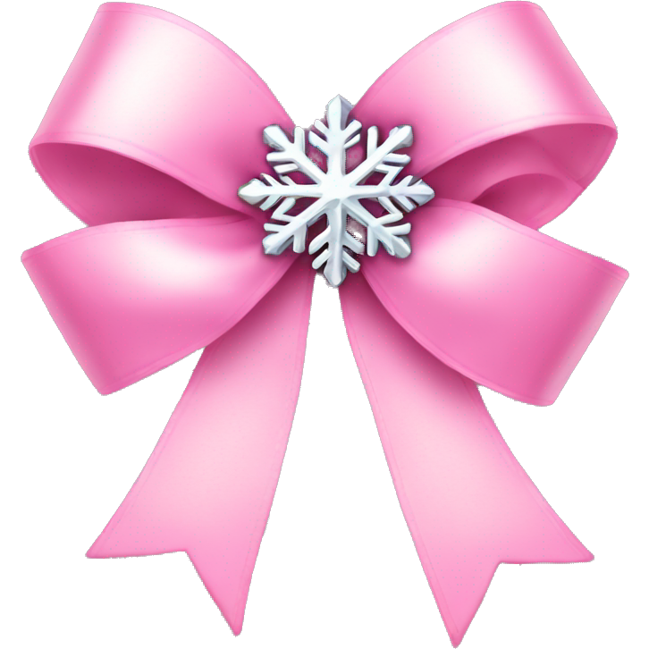 Full pink ribbon bow with silver snowflake