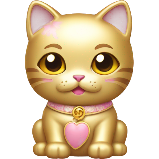 Gold and baby pink lucky cat