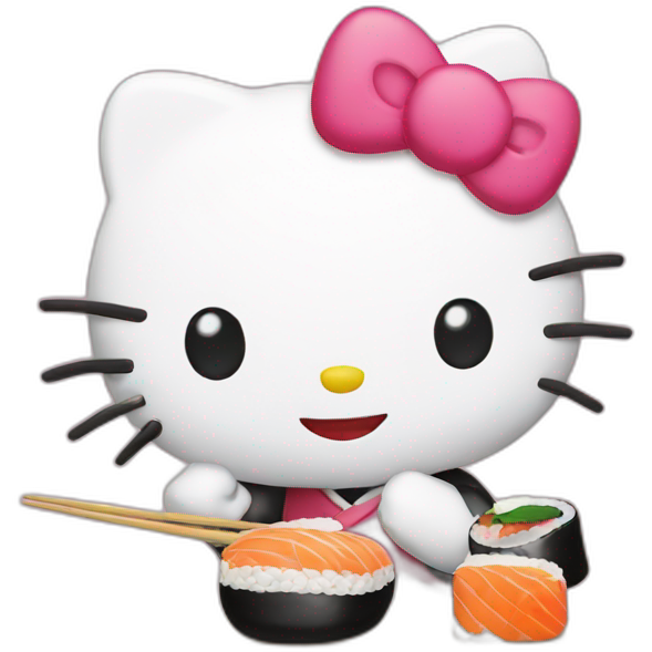 Hello kitty eat sushi