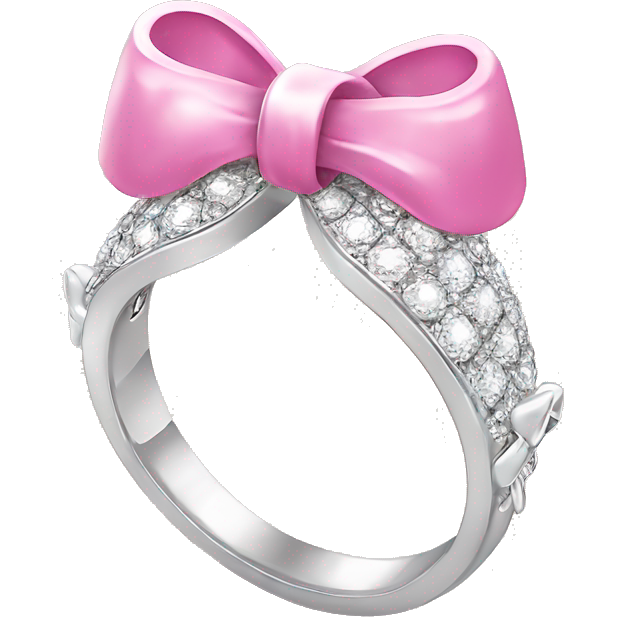 Silver diamond ring with a bow in pink ￼