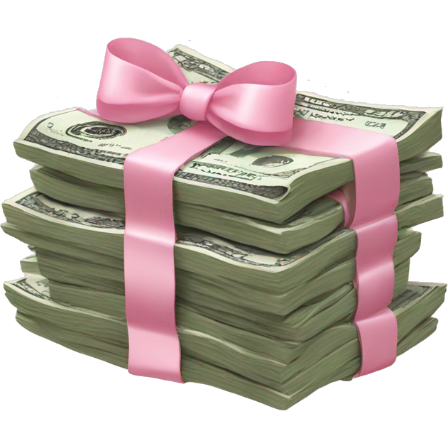 Stack of money with baby pink bow
