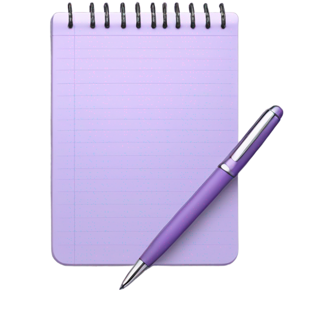 Light purple notepad with pen