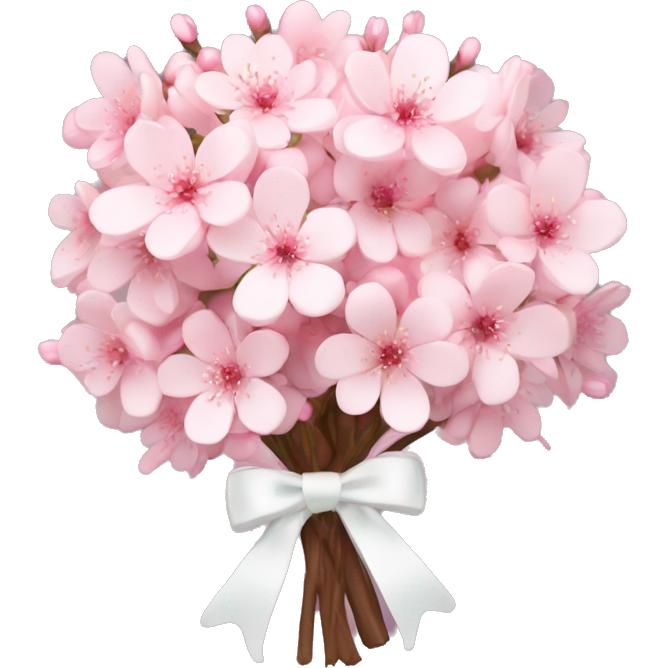 Pastel pink cherry blossom bouquet wrapped with a cute white bow