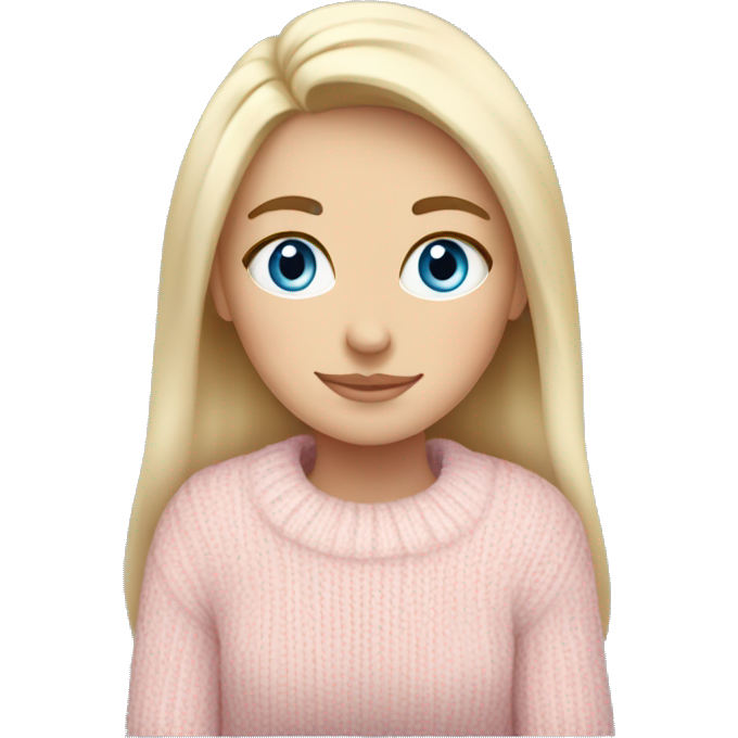 Pretty blue eyed white girl with light pink sweater reading cozy