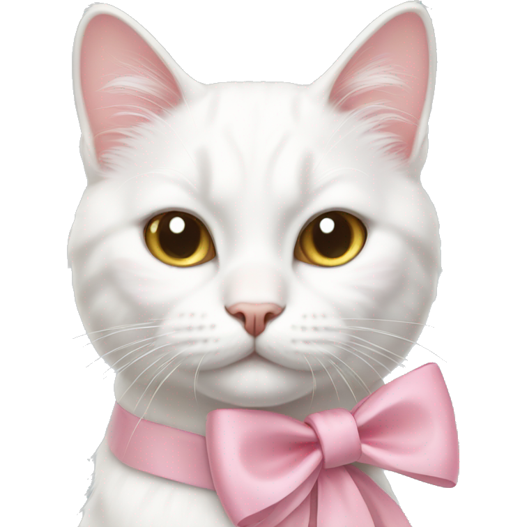 White cat white pink bow