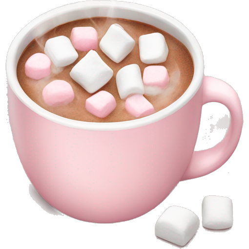 Light Pink mug of hot chocolate with marshmallows