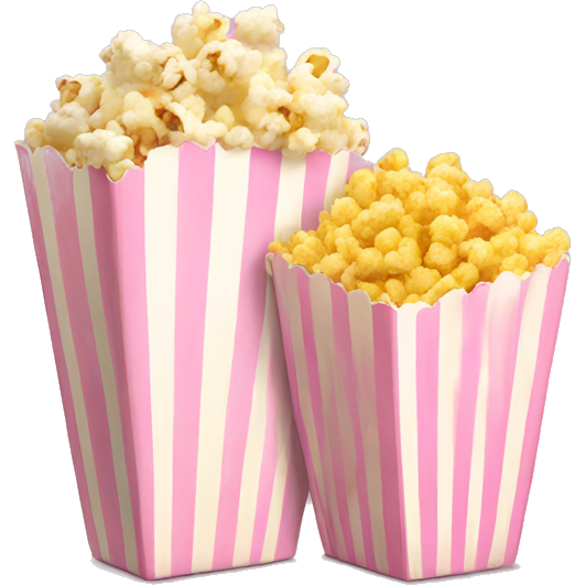 Light pink popcorn box and light yellow popcorn