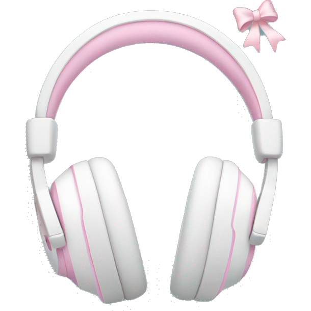 White apple headphones with light pink bows