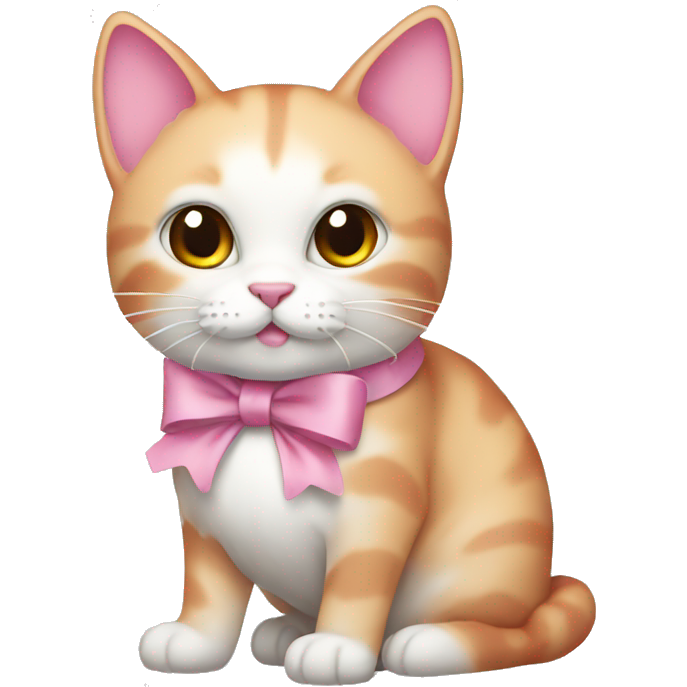 Pink cat with a white bow