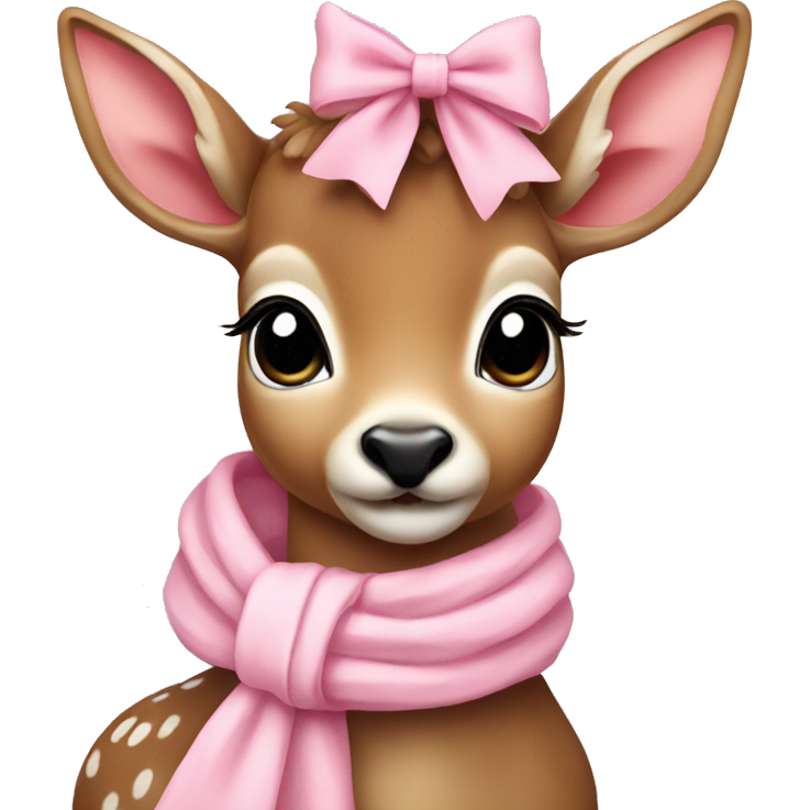 Cute deer with baby pink scarf and bow