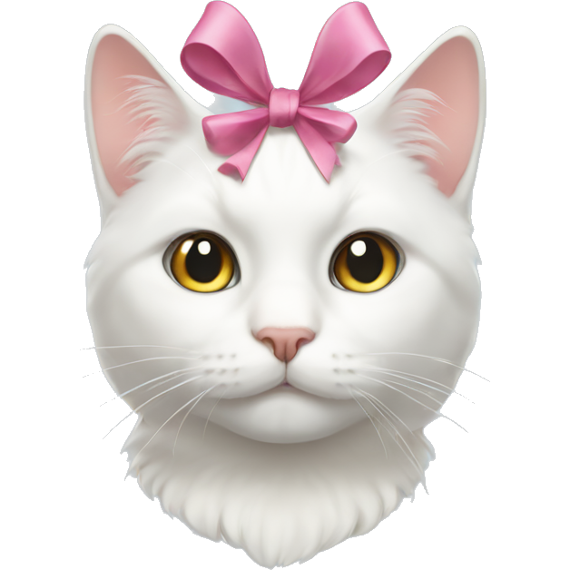 White cat with a bow on head