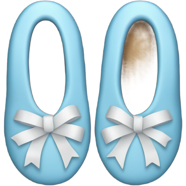 Light blue slippers with white ribbons