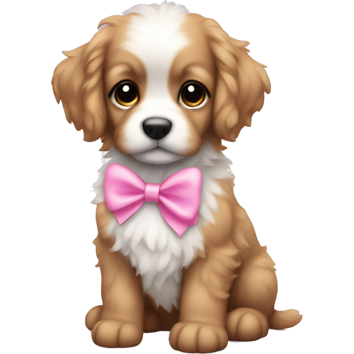 Cute puppy with pink bows white fluffy