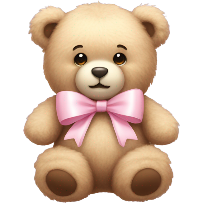 Fluffy teddy bear with light pink bow