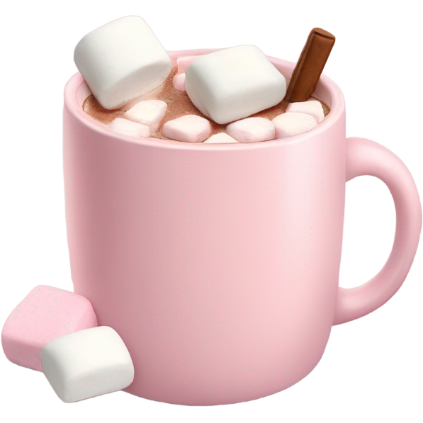 Light Pink mug of hot chocolate with marshmallows