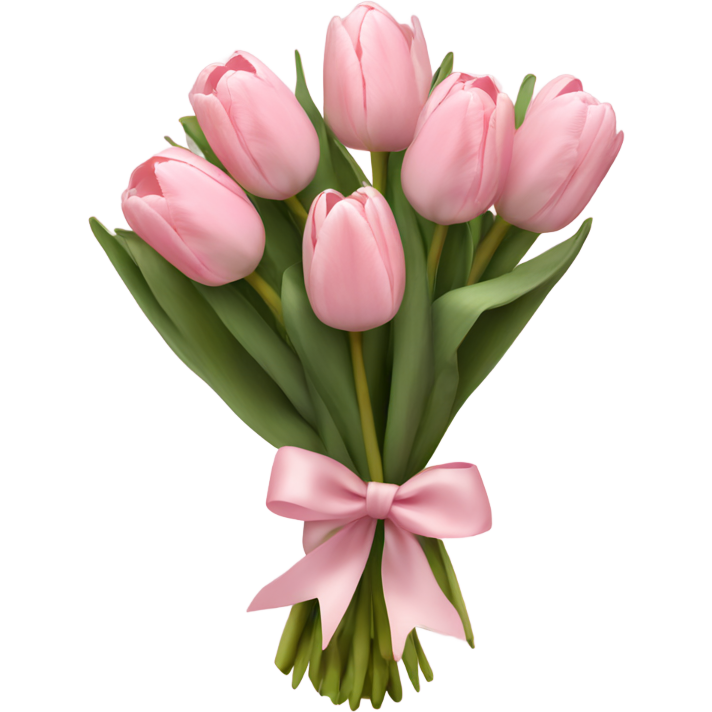 Pale Pink tulips bouquet whit a soft Pink bow
