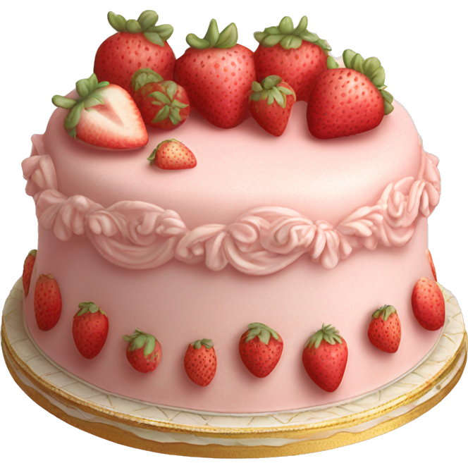 Vintage rococo highly detailed pale pink cake with strawberries