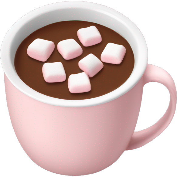 Light Pink mug of hot chocolate with marshmallows