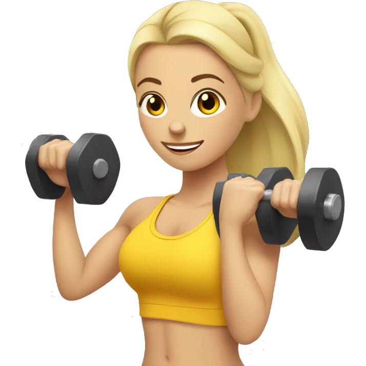 Blonde gym girl with dumbells