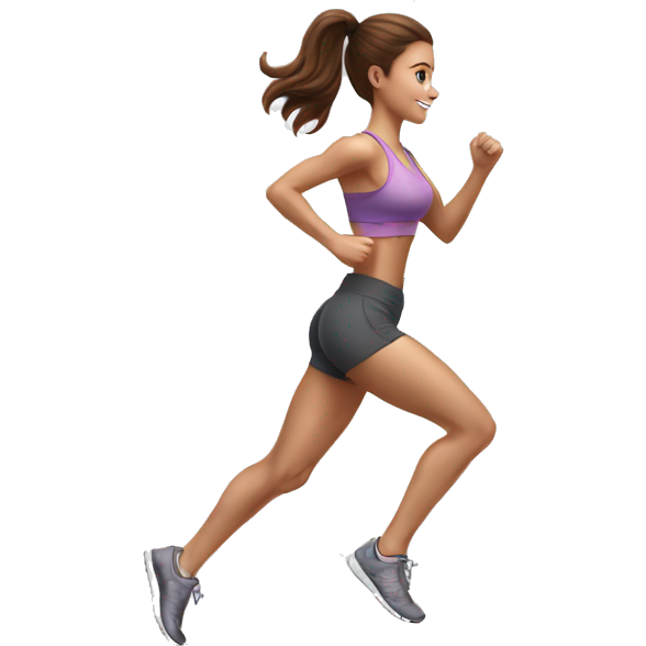 Full hyperrealistic pencil drawing of athletic girl with brown hair doing cardio on treadmill