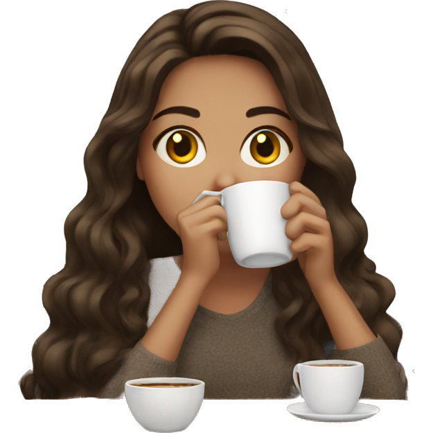 Girl drinking coffe brunette