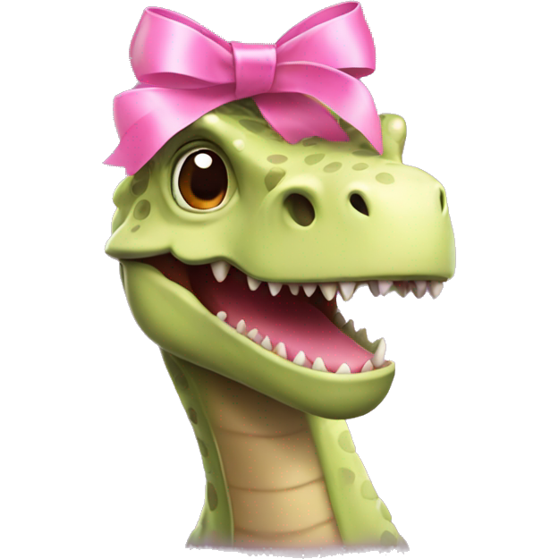Dino with a pink ribbon on head
