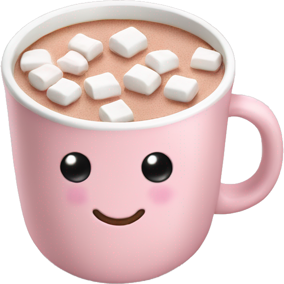 Light Pink mug of hot chocolate with marshmallows