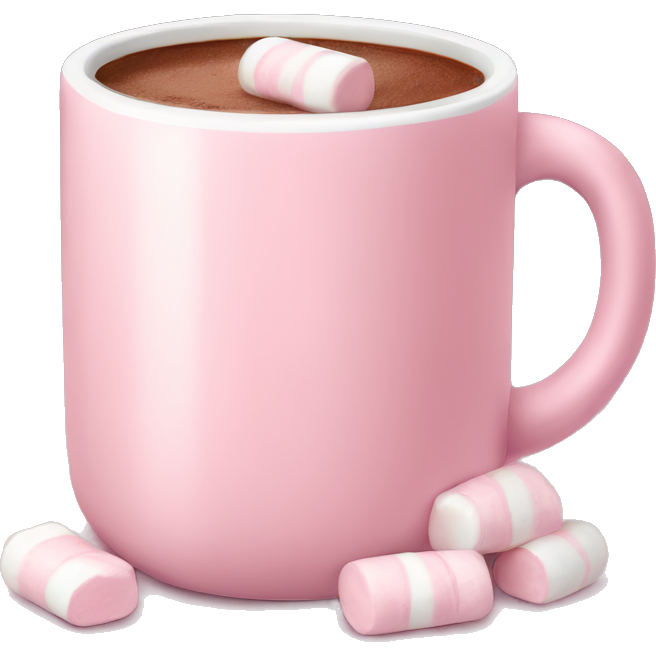 Light Pink mug of hot chocolate with marshmallows