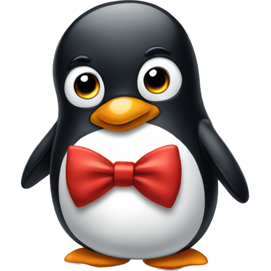 Sad penguin wearing red bow tie