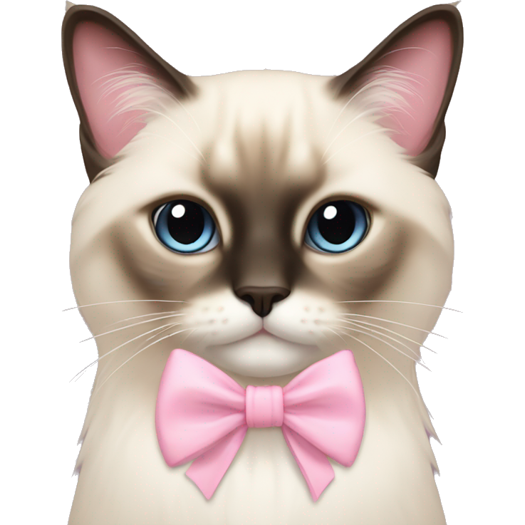 Long haired Siamese cat with pastel pink bow