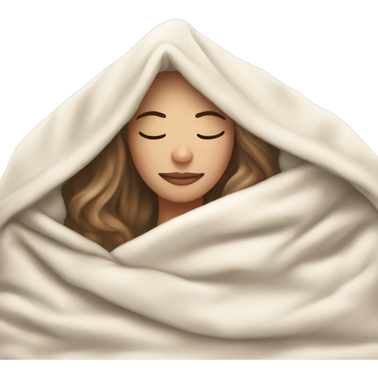 White girl inside a blanket sipping coffee eyes closed