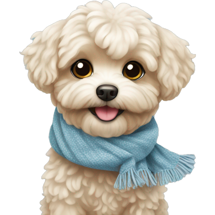 Dog Maltipoo wearing a scarf