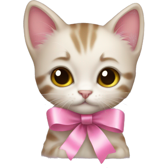 Kitten with pink ribbon