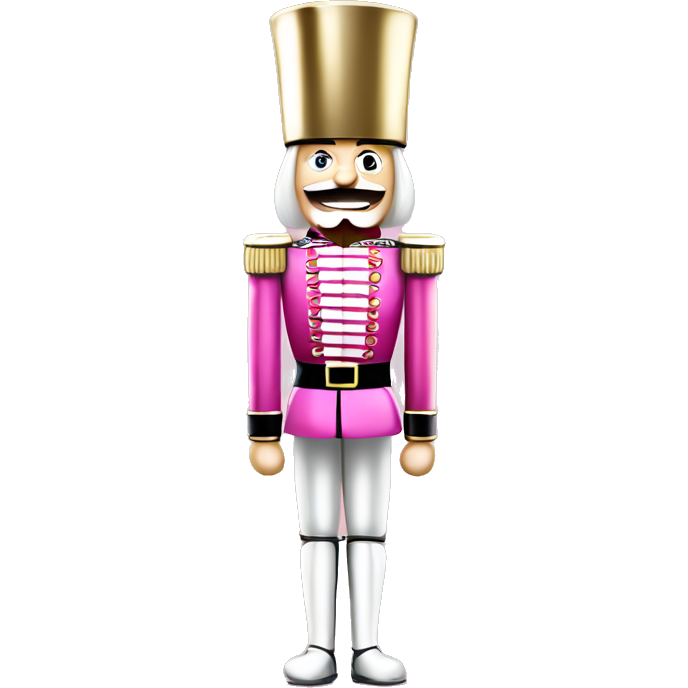 Realistic full body pink metallic and pearlescent christmas nutcracker soldier