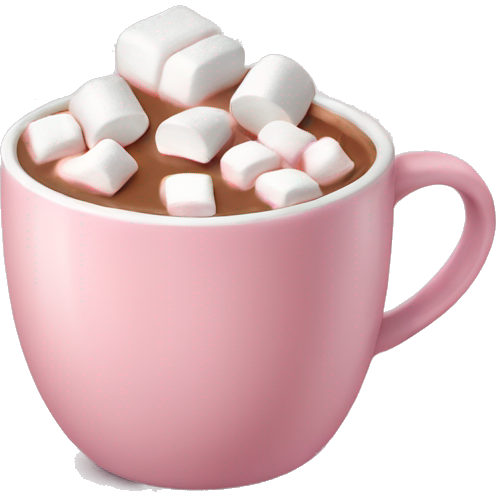 Light Pink mug of hot chocolate with marshmallows