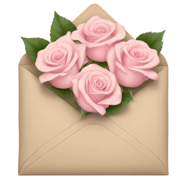 Beige envelope with light pink roses