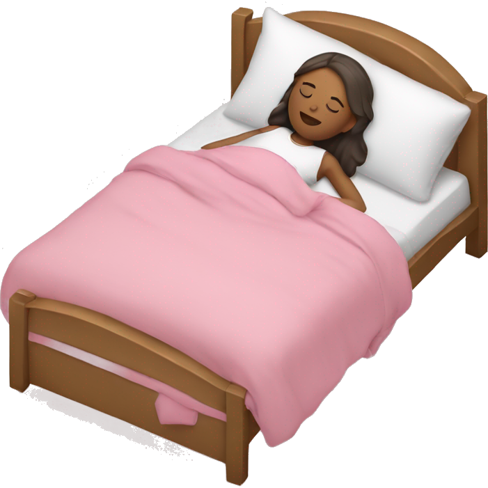 White girl sleeping in a pink bed